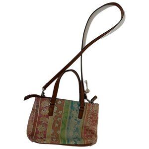 Fossil Coronado Boho Leather Multicolor Floral Paisley Crossbody Purse Vintage